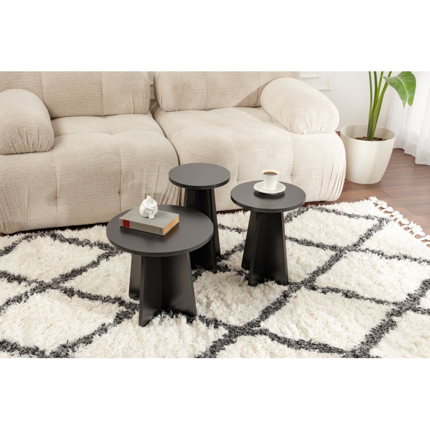 LOT 3x Table d'appoint LUME d. 28/33/43 cm noir