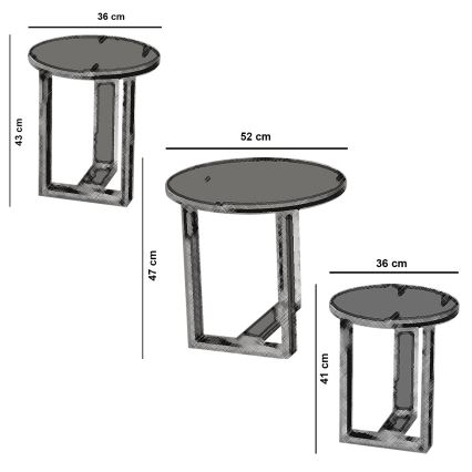 LOT 3x Table d