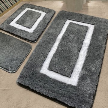 LOT 3x Tapis de salle de bains 60/60/100 cm anthracite