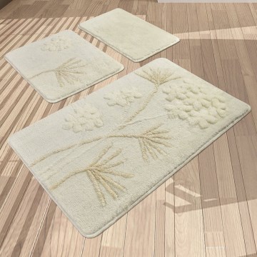 LOT 3x Tapis de salle de bains ORKIDE 60/60/100 cm beige