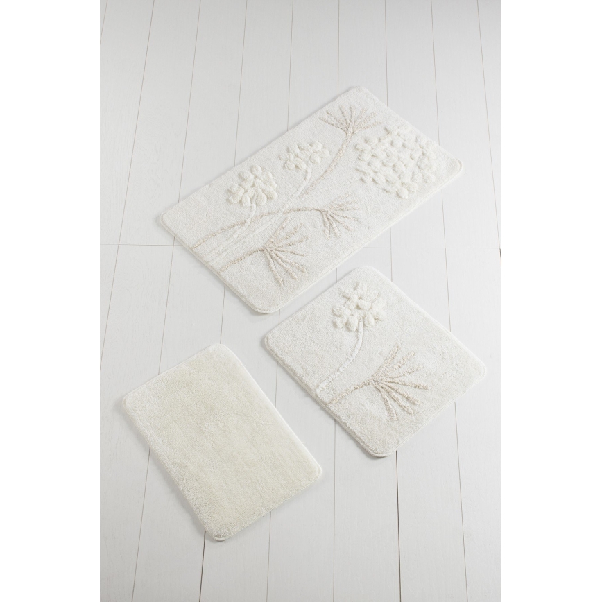LOT 3x Tapis de salle de bains ORKIDE 60/60/100 cm beige