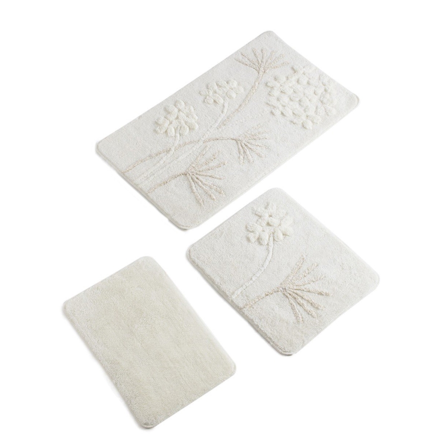 LOT 3x Tapis de salle de bains ORKIDE 60/60/100 cm beige