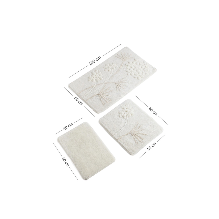 LOT 3x Tapis de salle de bains ORKIDE 60/60/100 cm beige