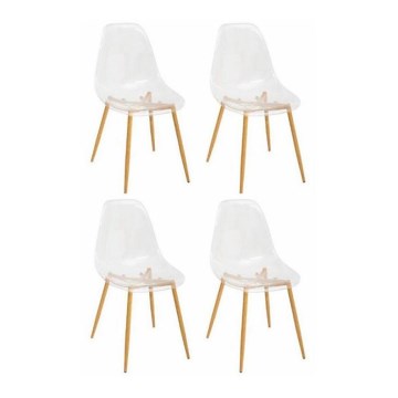 LOT 4x Chaise de repas TAHO marron/transparent