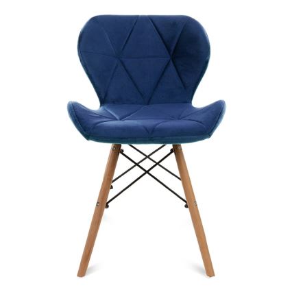 LOT 4x Chaise de repas TRIGO 74x48 cm bleu foncé/hêtre