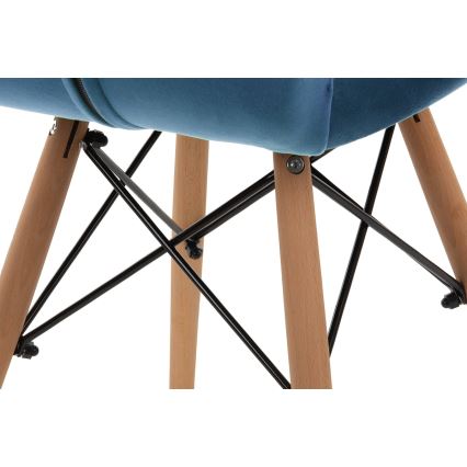 LOT 4x Chaise de repas TRIGO 74x48 cm bleu foncé/hêtre