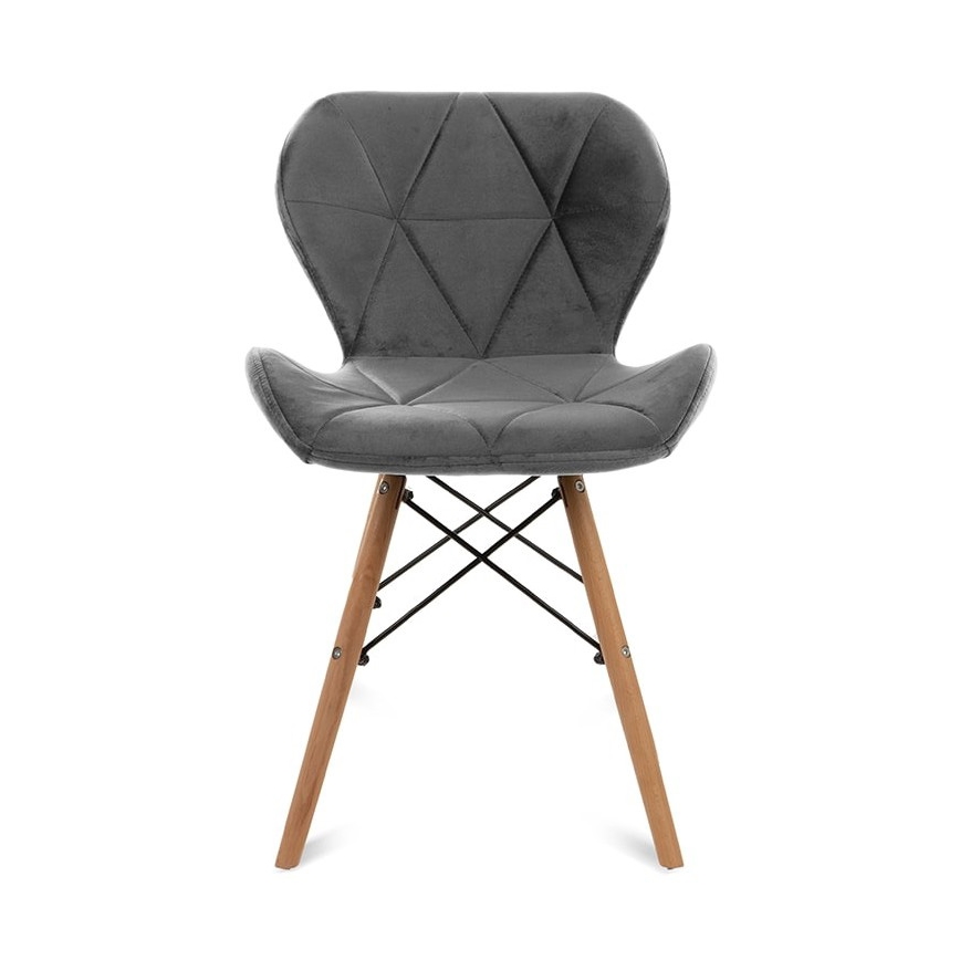 LOT 4x Chaise de repas TRIGO 74x48 cm gris clair/hêtre