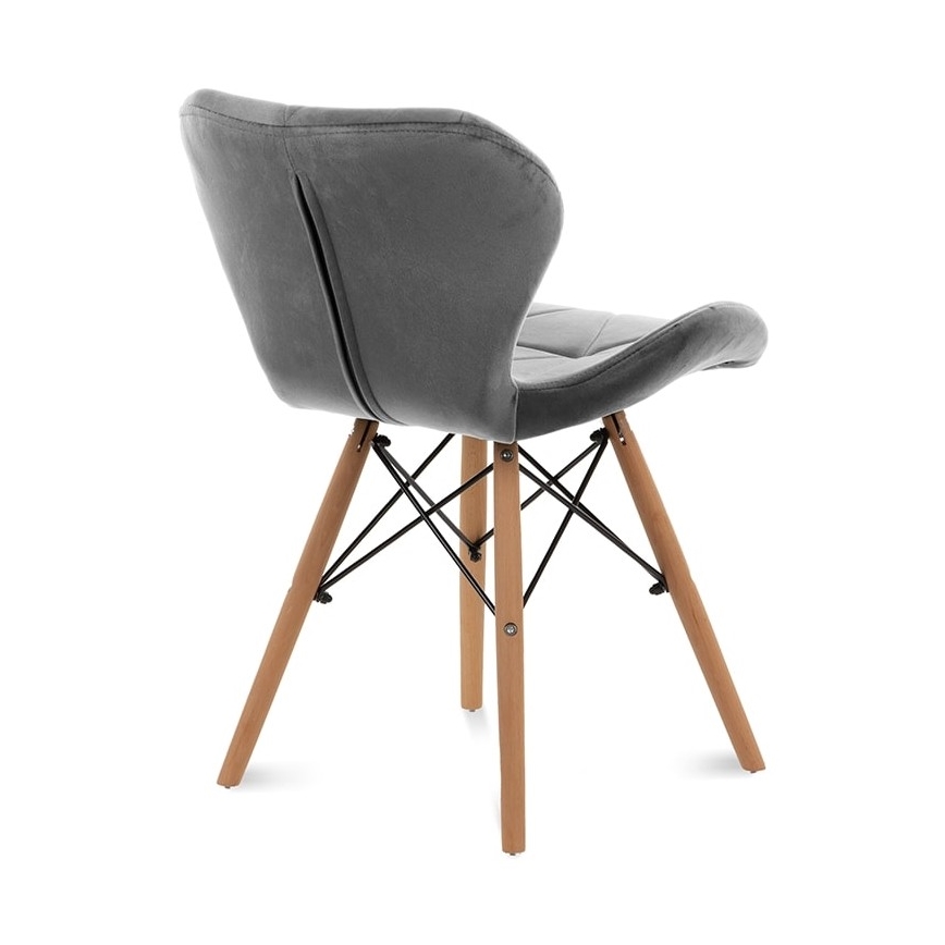 LOT 4x Chaise de repas TRIGO 74x48 cm gris clair/hêtre