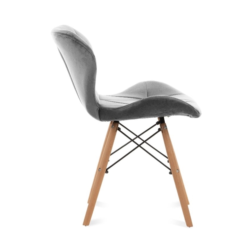 LOT 4x Chaise de repas TRIGO 74x48 cm gris clair/hêtre