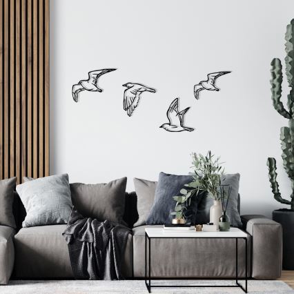 LOT 4x Décoration murale oiseaux métal