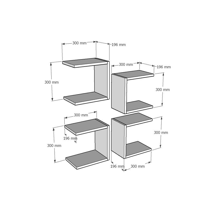 LOT 4x Étagère murale BASE 30x30 cm blanc