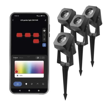 LOT 4x Lampe d'extérieur RGBIC à intensité variable LED/7W/230V 3000-6500K IP65 Wi-Fi Tuya