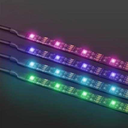 LOT 4x Ruban à intensité variable LED RGB 2x37cm 2x70cm LED/2,66/5,04W/5V IP65 + Télécommande