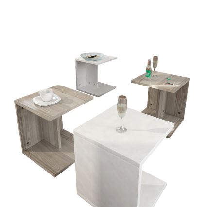LOT 4x Table d'appoint blanc/marron