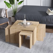 LOT 4x Table d'appoint ORTANCA + table basse beige