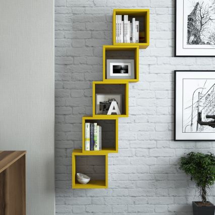 LOT 5x Etagère murale BOX jaune