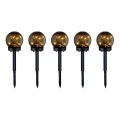 LOT 5x Lampe solaire 5xLED/0,12W/1,2V 3000K IP44 40 mAh noir