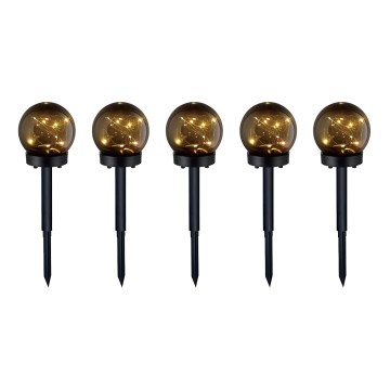 LOT 5x Lampe solaire 5xLED/0,12W/1,2V 3000K IP44 noir