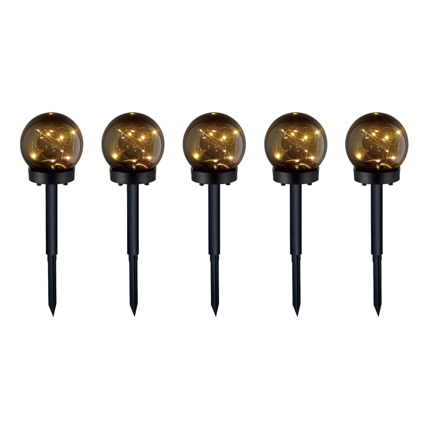 LOT 5x Lampe solaire 5xLED/0,12W/1,2V 3000K IP44 noir