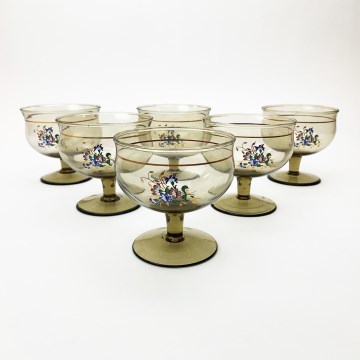 lot 6x Coupe en verre fumé