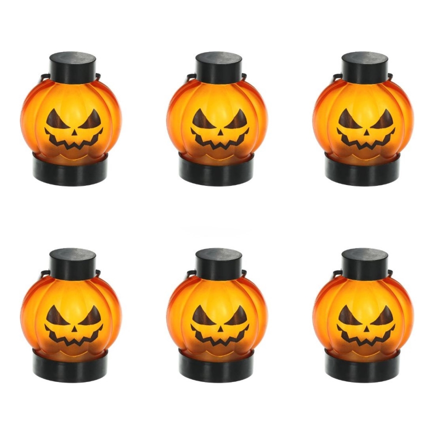 LOT 6x Décoration HALLOWEEN LED/1xCR2032/blanc chaud citrouilles