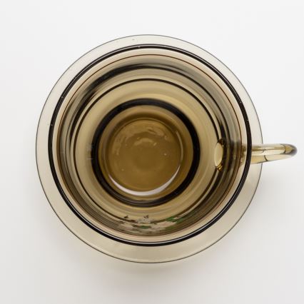 Lot 6x tasse en verre avec une soucoupe et 1x sucrier fumé bouquet no. 4