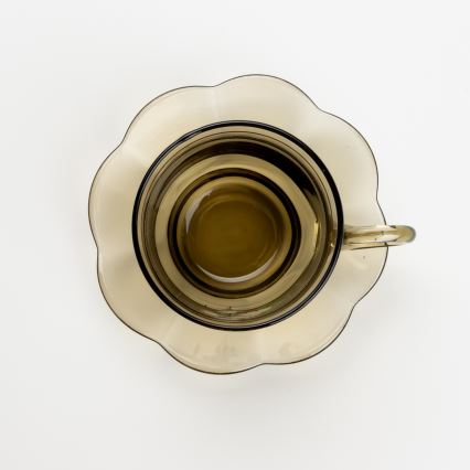 Lot 6x tasse en verre avec une soucoupe et 1x sucrier fumé bouquet n° 2