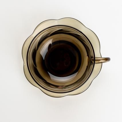 Lot 6x tasse en verre avec une soucoupe fumé bouquet n° 2