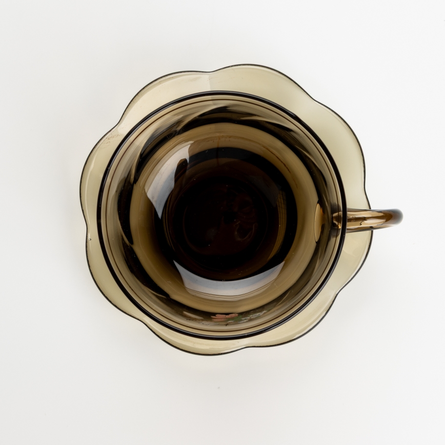 Lot 6x tasse en verre avec une soucoupe fumé bouquet n° 2