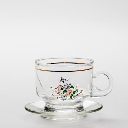 Lot De 8 Tasses à Café Avec Soucoupes En Verre Transparent - Occasion Très Bon état