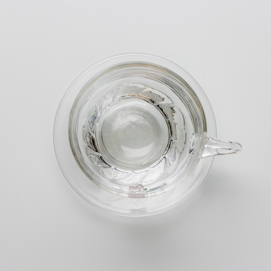 Lot 6x tasse en verre avec une soucoupe transparent bouquet no. 5