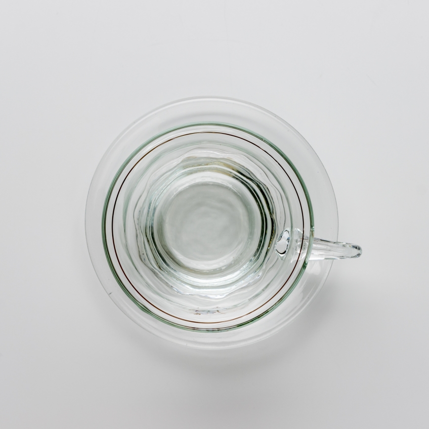 Lot 6x tasse en verre avec une soucoupe transparent bouquet n° 2