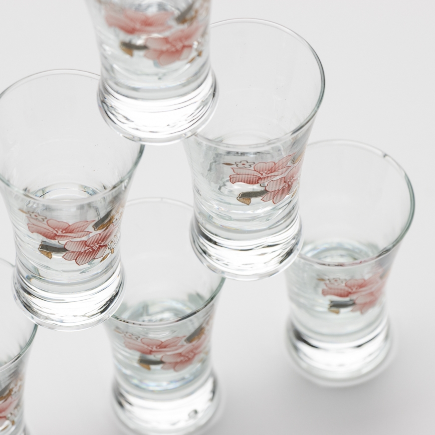 Lot 6x verre à liqueur avec un motif de bouquet n° 2