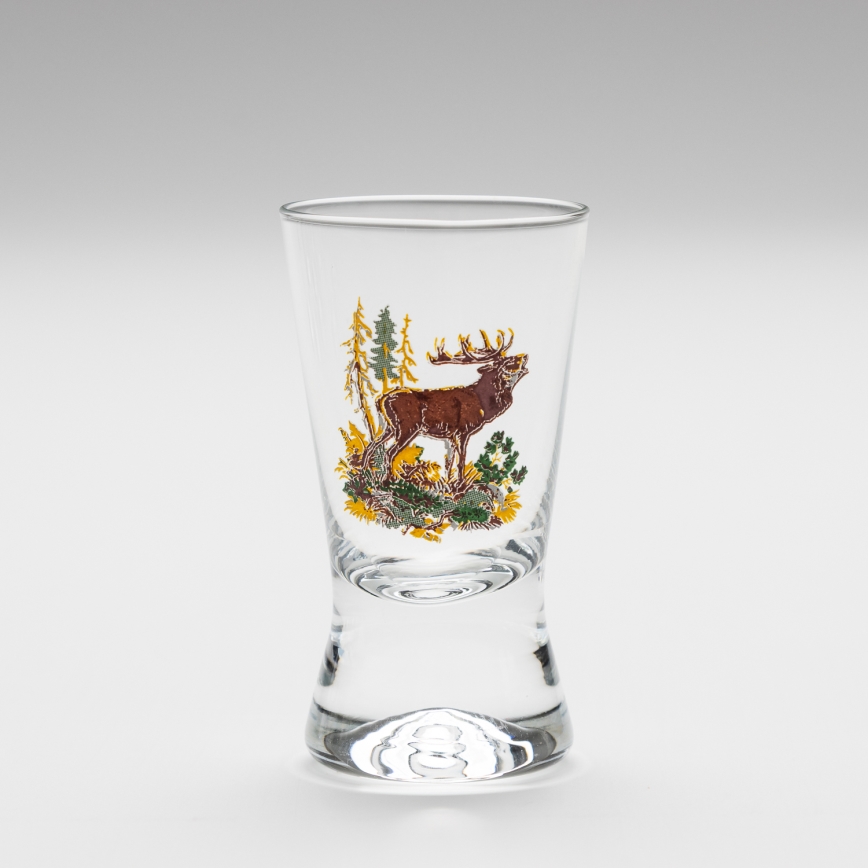 Lot 6x verre à liqueur avec un motif de chasse
