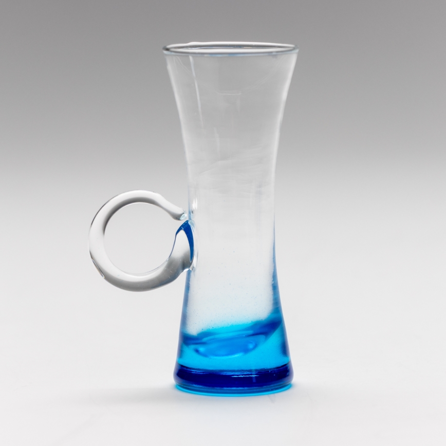 Lot 6x verre à liqueur avec une poignée bleu