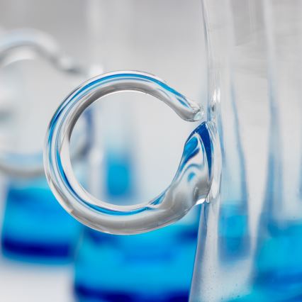 Lot 6x verre à liqueur avec une poignée bleu