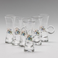 Lot 6x verre à liqueur avec une poignée transparent avec un motif de bouquet n° 2