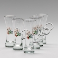 Lot 6x verre à liqueur avec une poignée transparent avec un motif de bouquet n° 3