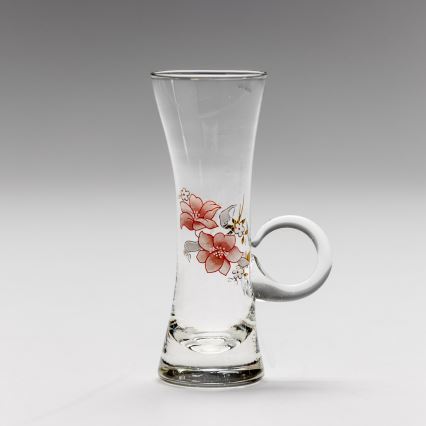 Lot 6x verre à liqueur avec une poignée transparent avec un motif de bouquet n° 4