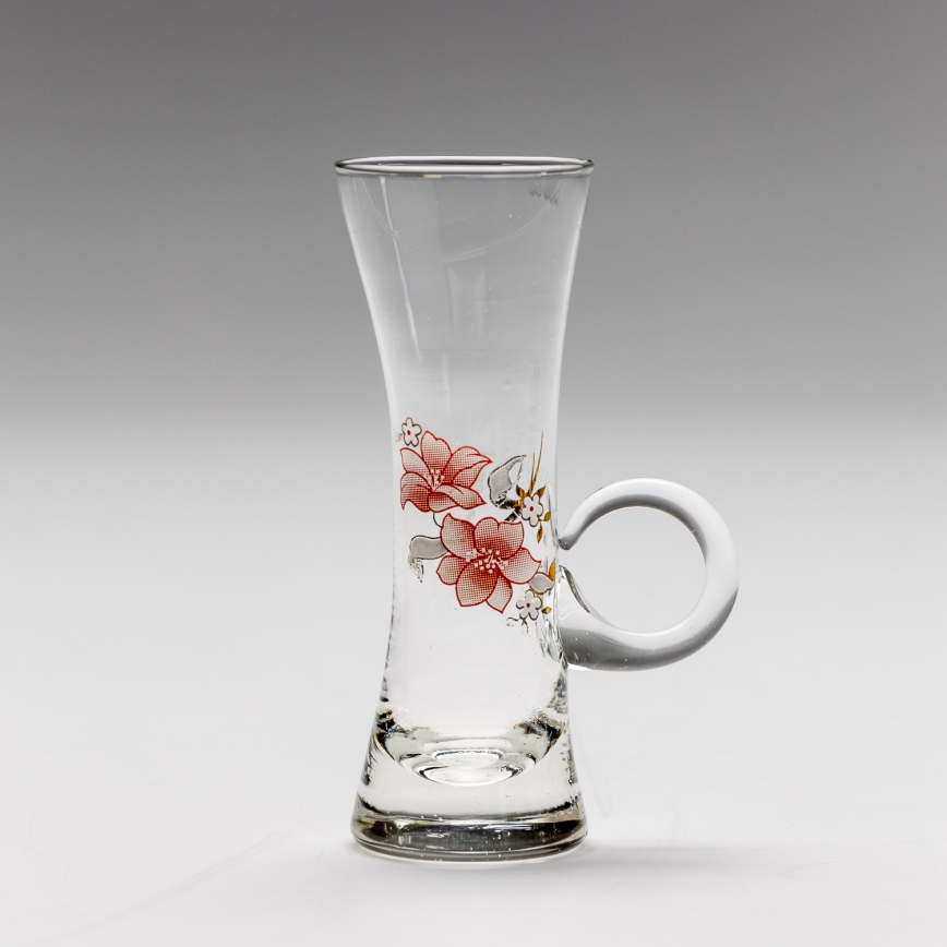 Lot 6x verre à liqueur avec une poignée transparent avec un motif de bouquet n° 4