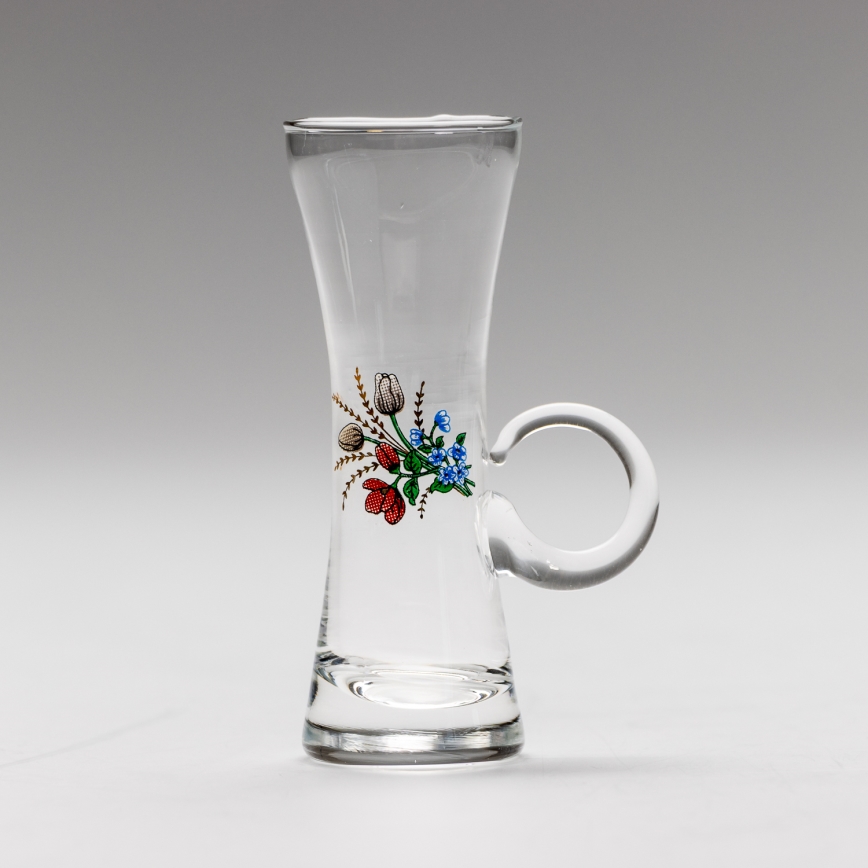 Lot 6x verre à liqueur avec une poignée transparent avec un motif de bouquet n° 5