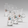 Lot 6x verre à liqueur avec une poignée transparente avec un motif de bouquet n° 5