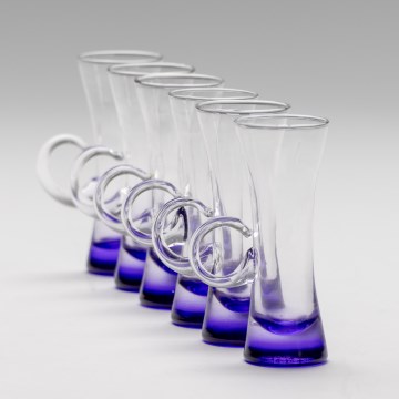 Lot 6x verre à liqueur avec une poignée violet