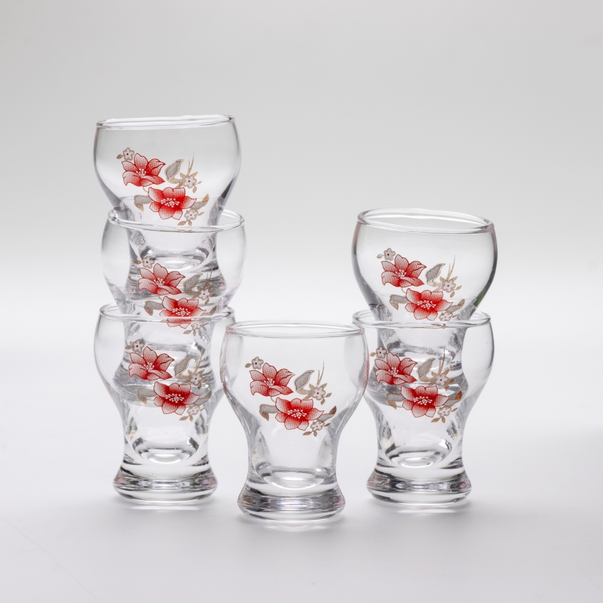 Lot 6x verre à liqueur transparent - modèle de fleur n° 2