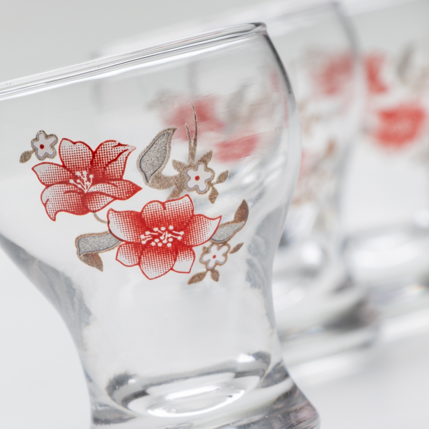 Lot 6x verre à liqueur transparent - modèle de fleur n° 2
