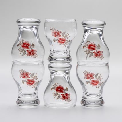 Lot 6x verre à liqueur transparent - modèle de fleur n° 2