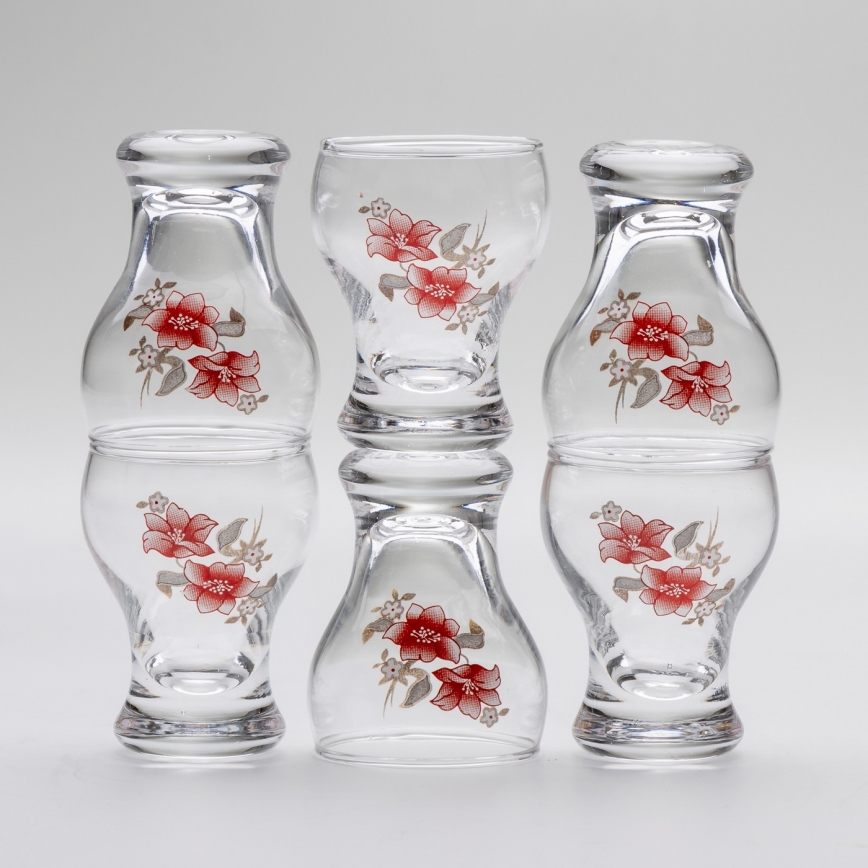 Lot 6x verre à liqueur transparent - modèle de fleur n° 2
