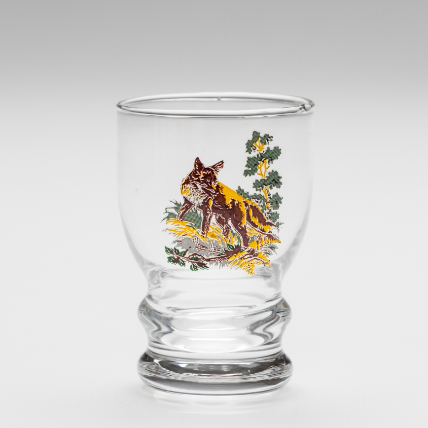 Lot 6x verre à liqueur transparent - motif de chasse