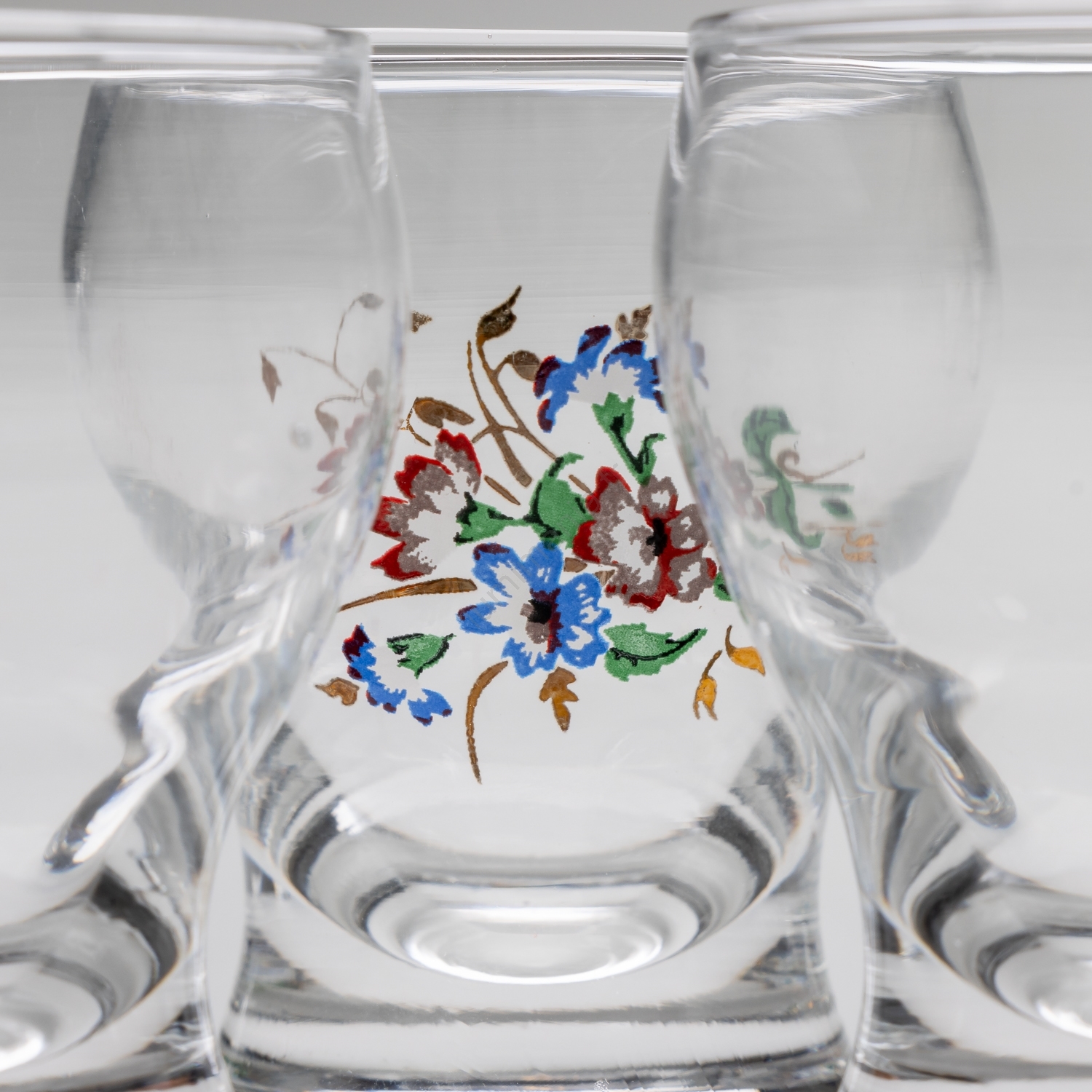 10 Anciens Verres à Pied Transparent à Facettes - Vintage French Finds