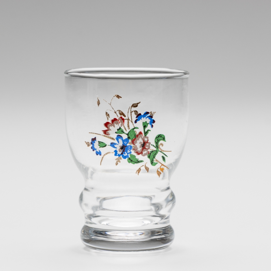 Lot 6x verre à liqueur transparent - motif floral no. 5